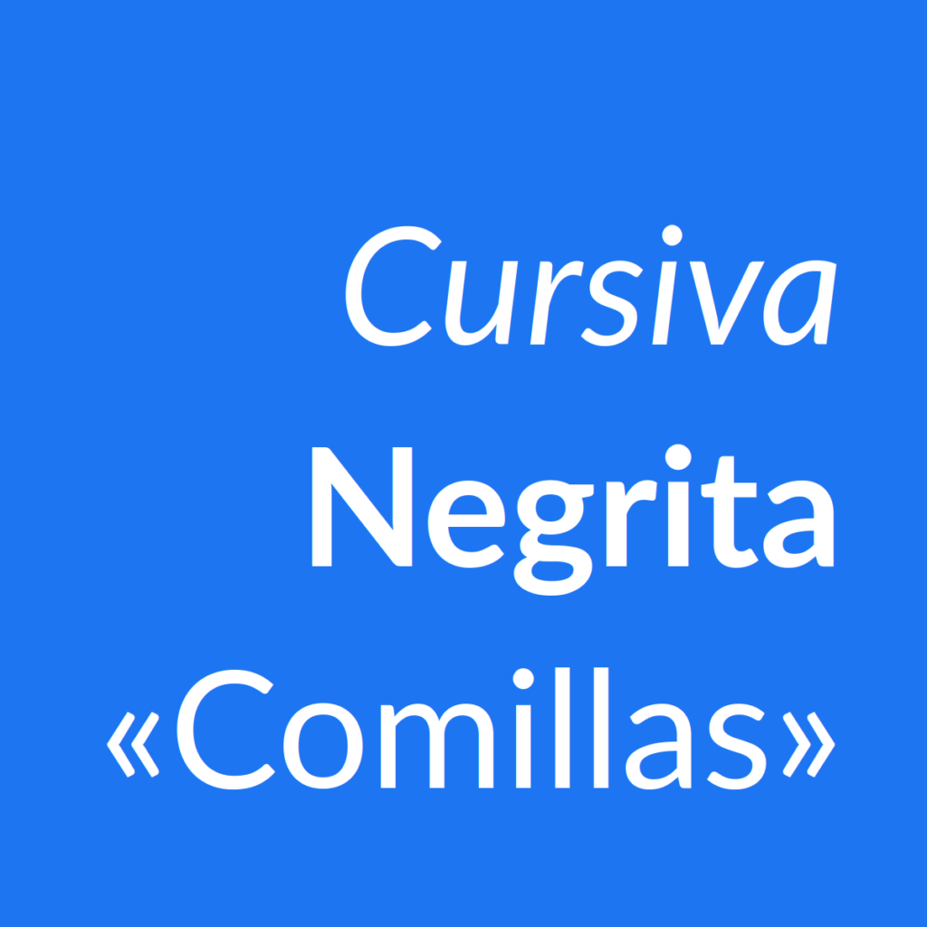 Logotipo del curso Cursiva, Negrita y Comillas
